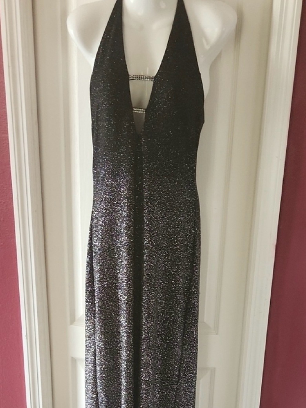 Vintage Betsy & Adam by Jaslene Glitter Halter Gown Dress Size 12